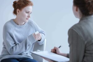 woman in therapy for an eating disorder