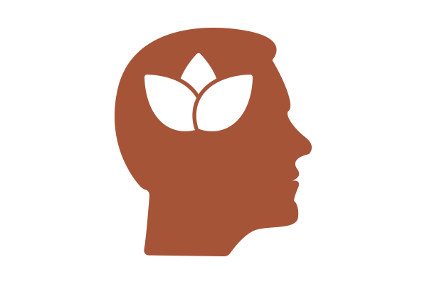 Illustration of human head with leaves superimposed