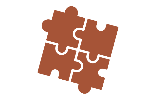 Illustration of four connected puzzle pieces