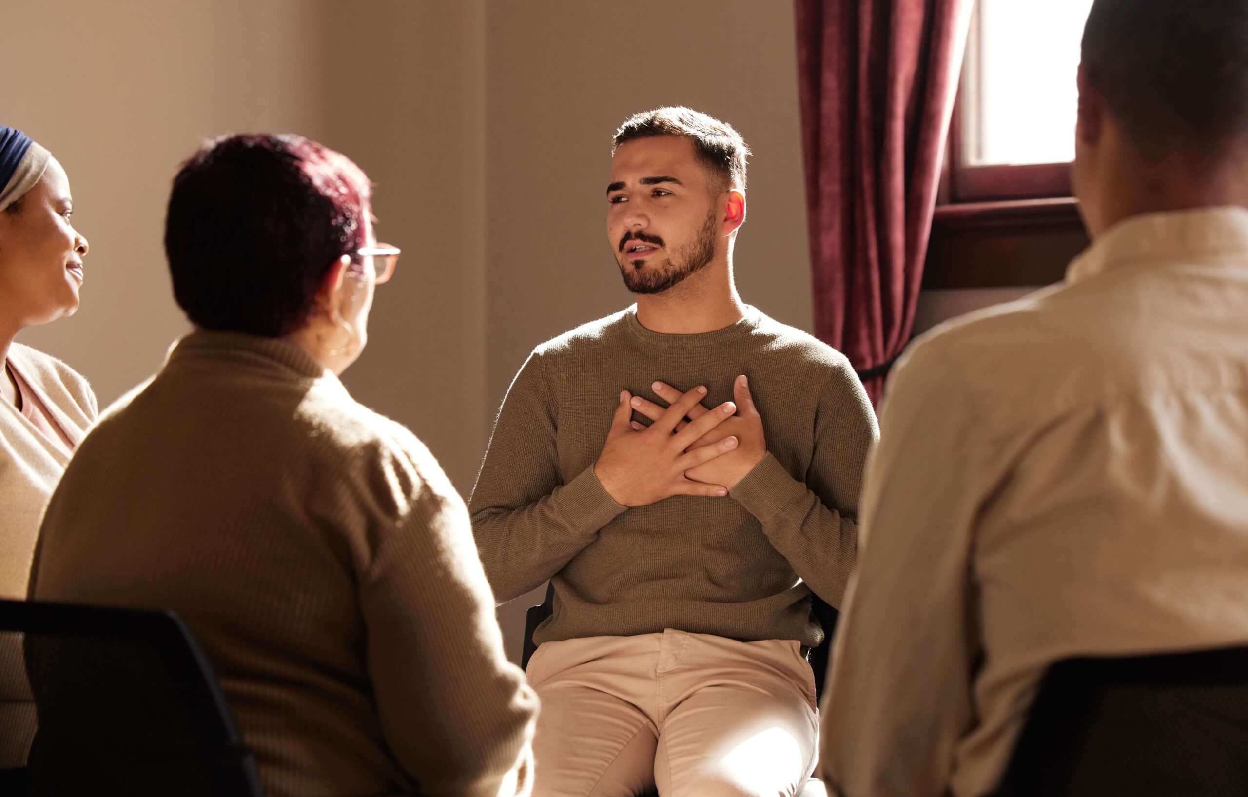 addict sharing his feelings trying to rebuild trust